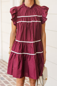 Living For Today Merlot Red Babydoll Dress