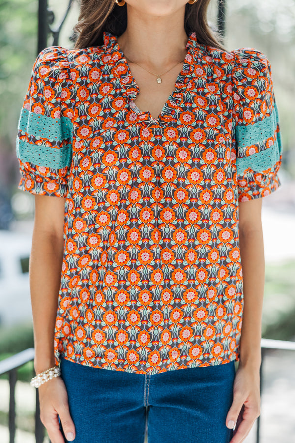 Just Right Orange Medallion Blouse