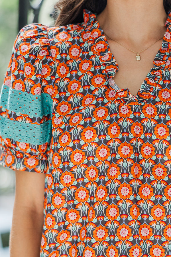 Just Right Orange Medallion Blouse