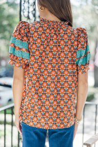 Just Right Orange Medallion Blouse