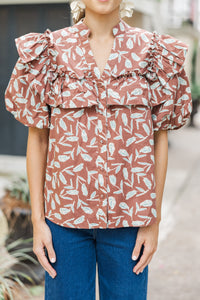 Never Miss Brown Floral Blouse