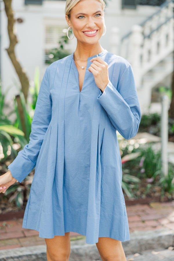 light blue pleated dress Last Forever Blue Pleated Dress, X-Large - The Mint Julep Boutique