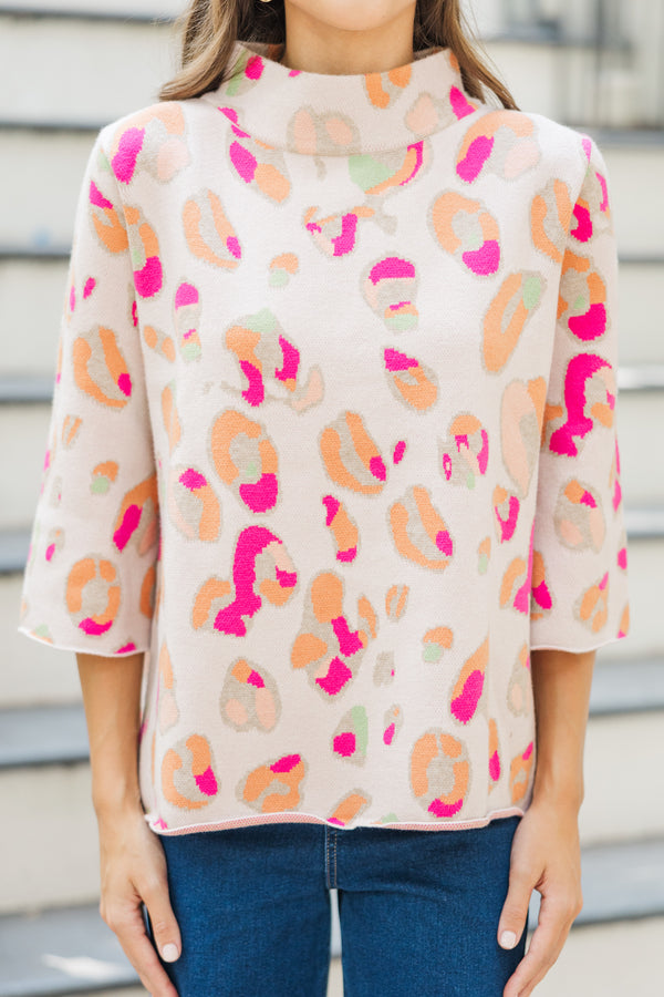 Fate: All In Blush Pink Leopard Sweater