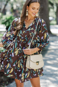 Talk It Through Espresso Floral Dress