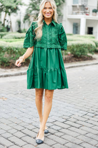 Love You Truly Hunter Green Lace Dress