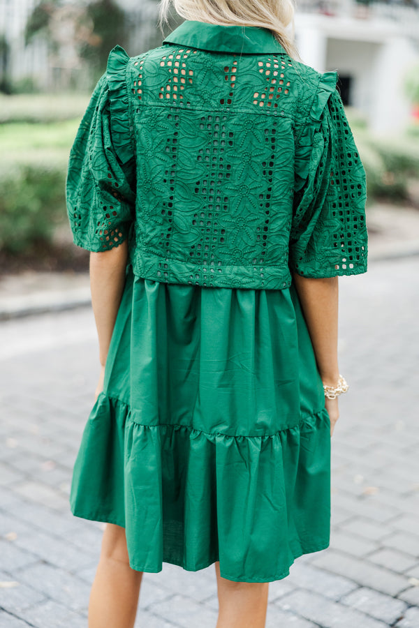 Love You Truly Hunter Green Lace Dress