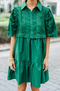 Love You Truly Hunter Green Lace Dress