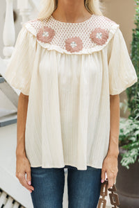 Chase Your Dreams Ecru White Crochet Blouse