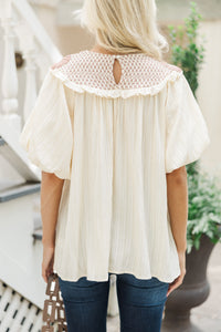 Chase Your Dreams Ecru White Crochet Blouse