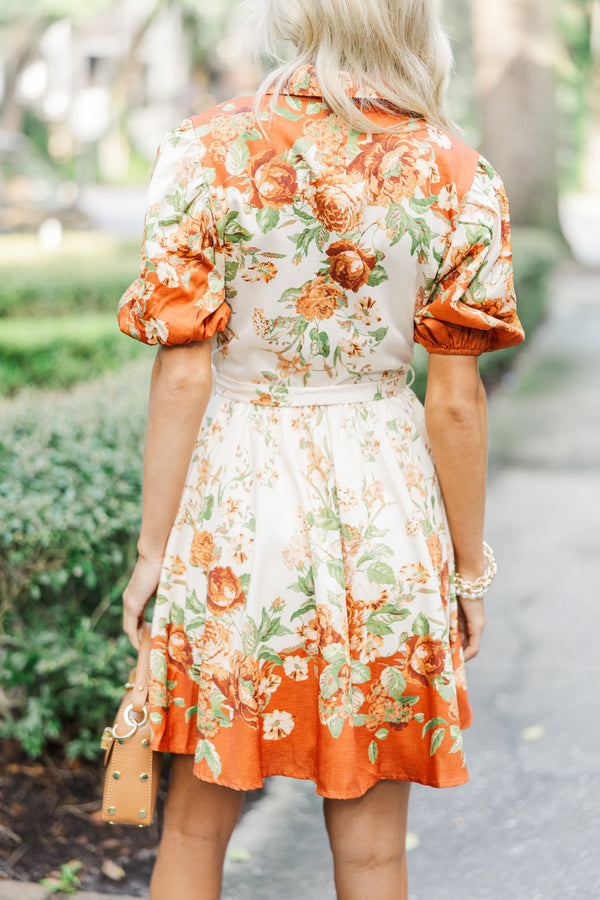 white and orange floral dress It's On Your Heart Ivory Floral Dress – Shop the Mint