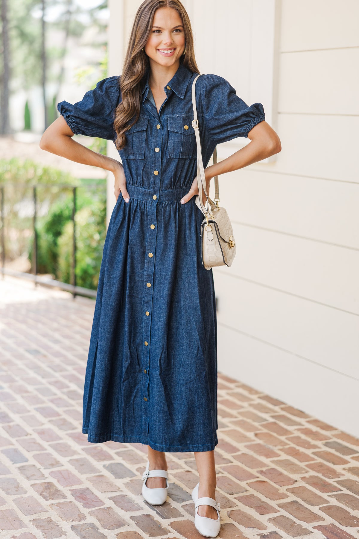 Still The One Medium Wash Denim Midi Dress Shop the Mint Still The One Medium Wash Denim Midi Dress Shop the Mint