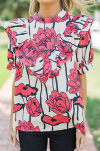 Live For Now Red Floral Blouse