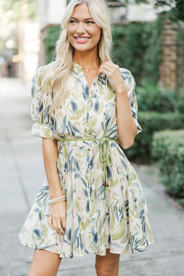 Little Bit Of Love Olive Green Floral Dress