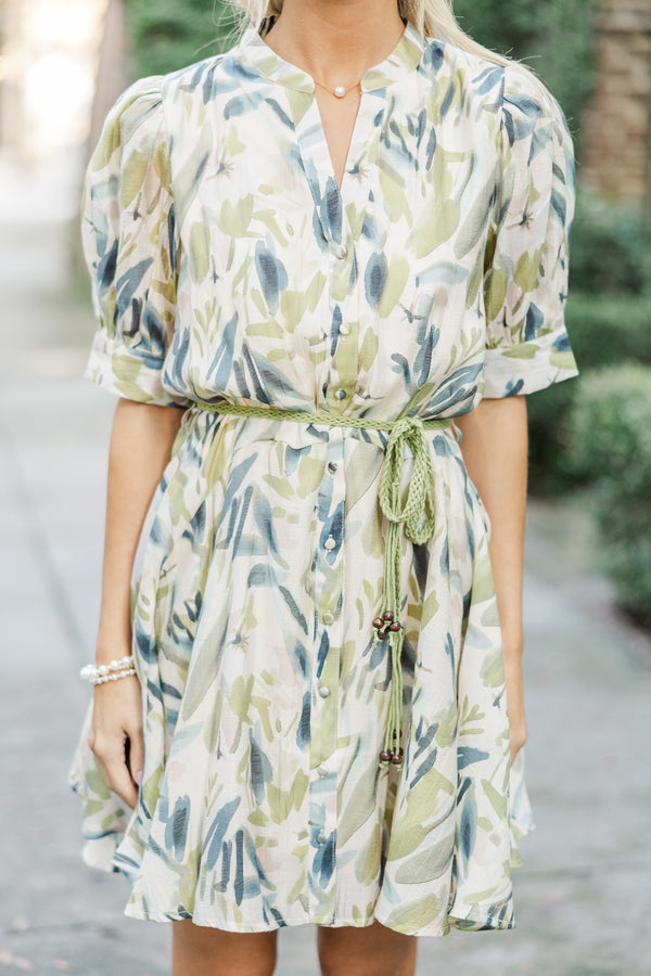 Little Bit Of Love Olive Green Floral Dress