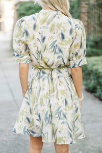 Little Bit Of Love Olive Green Floral Dress