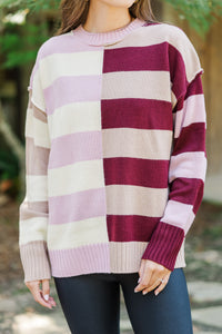 All About You Burgundy Red Striped Sweater