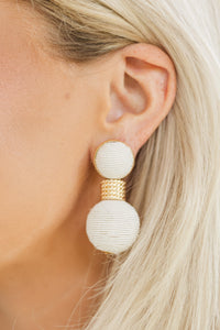 Double Duty White & Gold Drop Earrings