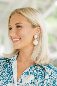 Double Duty White & Gold Drop Earrings