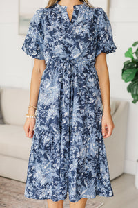 NURSING COLLECTION: It's A Match Navy Toile Midi Dress