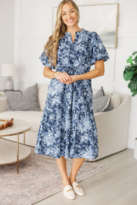 NURSING COLLECTION: It's A Match Navy Toile Midi Dress