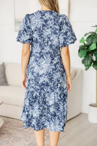 NURSING COLLECTION: It's A Match Navy Toile Midi Dress