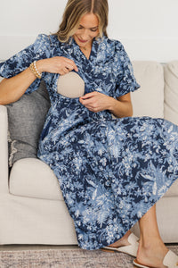 NURSING COLLECTION: It's A Match Navy Toile Midi Dress