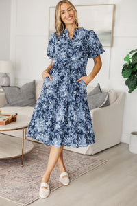 NURSING COLLECTION: It's A Match Navy Toile Midi Dress