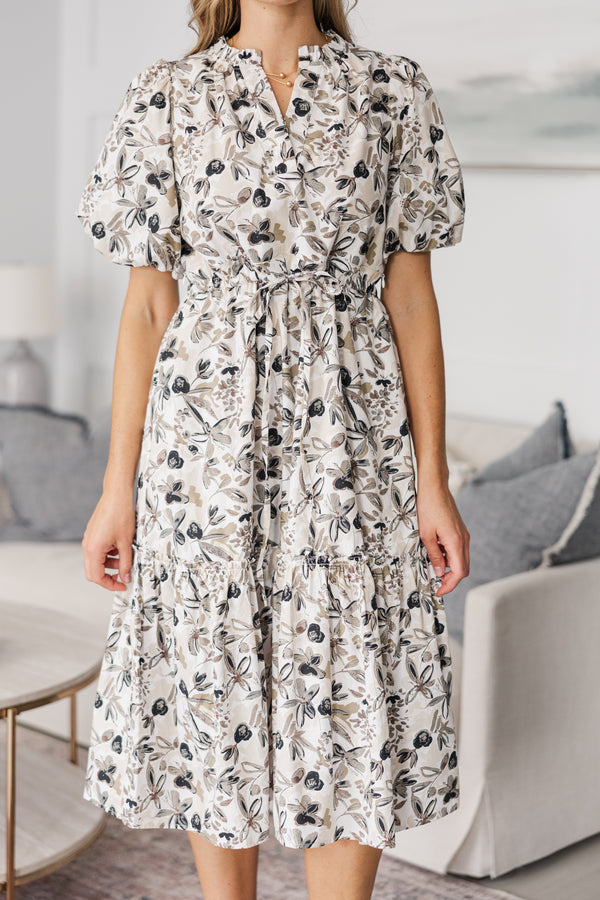 NURSING COLLECTION: It's A Match Cream Floral Midi Dress