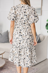 NURSING COLLECTION: It's A Match Cream Floral Midi Dress