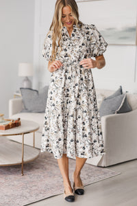 NURSING COLLECTION: It's A Match Cream Floral Midi Dress