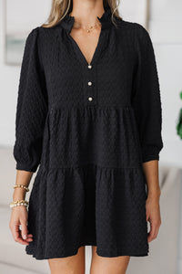 NURSING COLLECTION: All Up To You Black Textured Dress