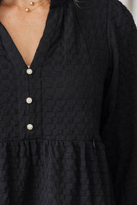 NURSING COLLECTION: All Up To You Black Textured Dress