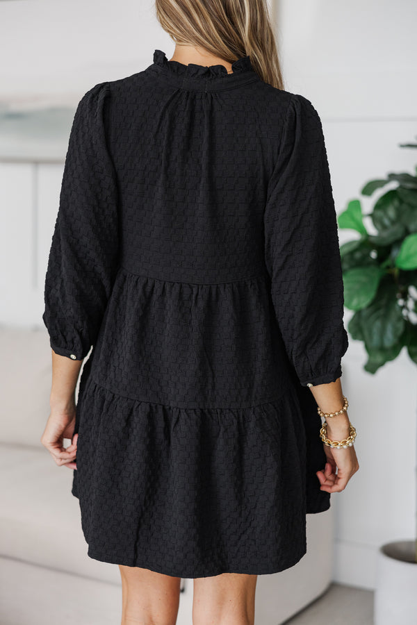 NURSING COLLECTION: All Up To You Black Textured Dress