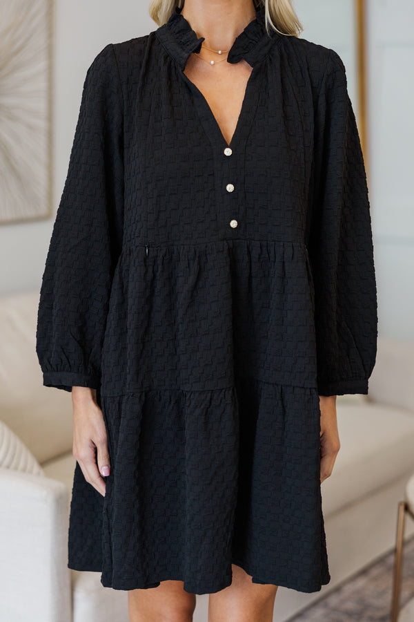 NURSING COLLECTION: All Up To You Black Textured Dress