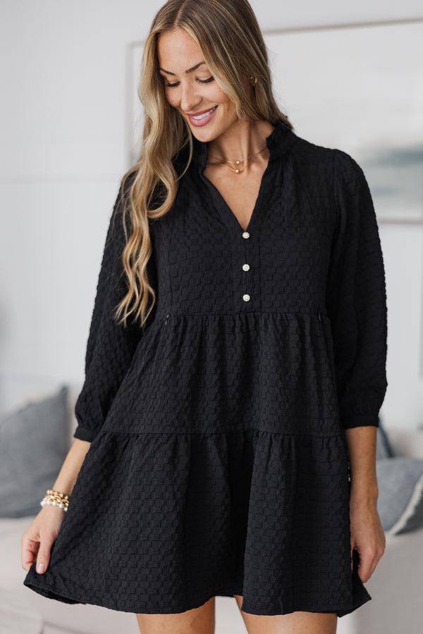 NURSING COLLECTION: All Up To You Black Textured Dress