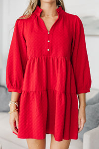 NURSING COLLECTION: All Up To You Red Textured Dress