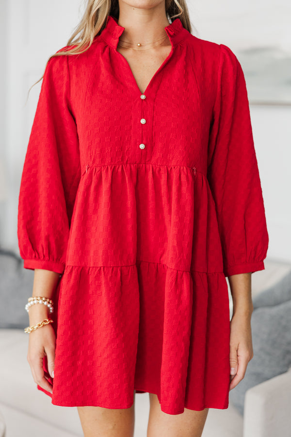 NURSING COLLECTION: All Up To You Red Textured Dress