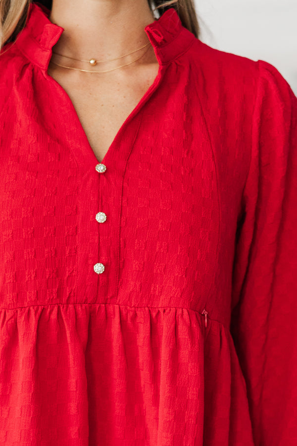 NURSING COLLECTION: All Up To You Red Textured Dress