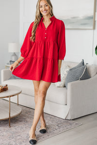 NURSING COLLECTION: All Up To You Red Textured Dress