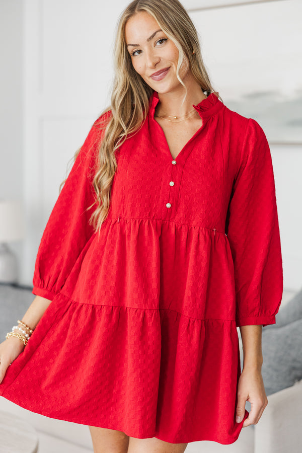 NURSING COLLECTION: All Up To You Red Textured Dress