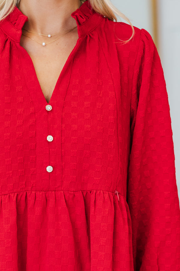 NURSING COLLECTION: All Up To You Red Textured Dress