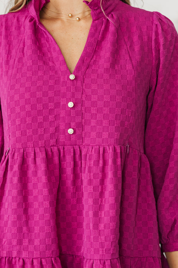 NURSING COLLECTION: All Up To You Magenta Textured Dress