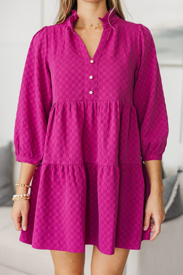 NURSING COLLECTION: All Up To You Magenta Textured Dress