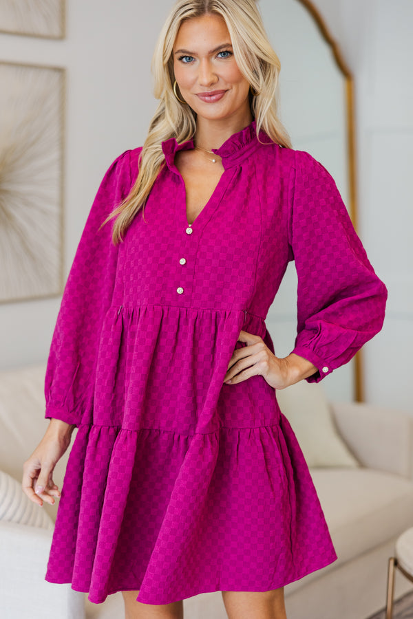 NURSING COLLECTION: All Up To You Magenta Textured Dress