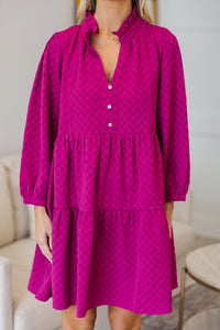 NURSING COLLECTION: All Up To You Magenta Textured Dress