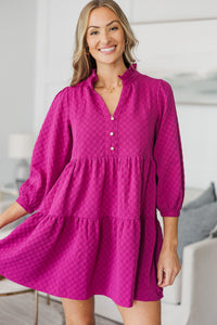 NURSING COLLECTION: All Up To You Magenta Textured Dress