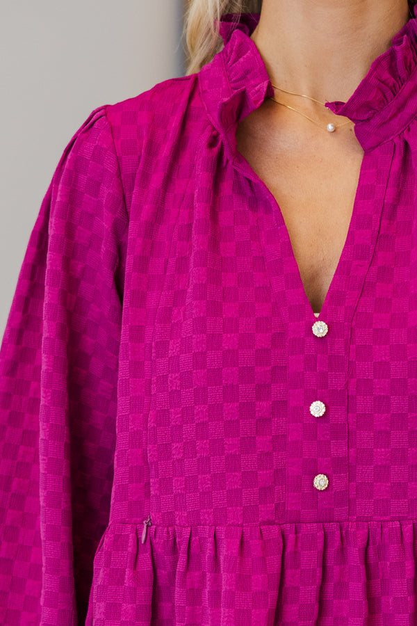 NURSING COLLECTION: All Up To You Magenta Textured Dress