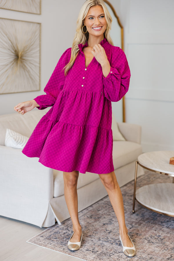 NURSING COLLECTION: All Up To You Magenta Textured Dress