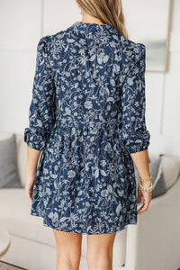 NURSING COLLECTION: Lots Of Love Navy Blue Floral Shirt Dress