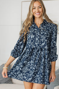 NURSING COLLECTION: Lots Of Love Navy Blue Floral Shirt Dress